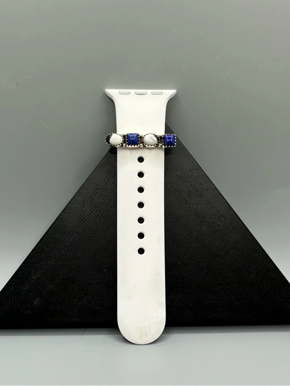 ⌚White Buffalo Lapis Lazuli Sterling Silver 925 Watch Band Charm Handmade iWatch